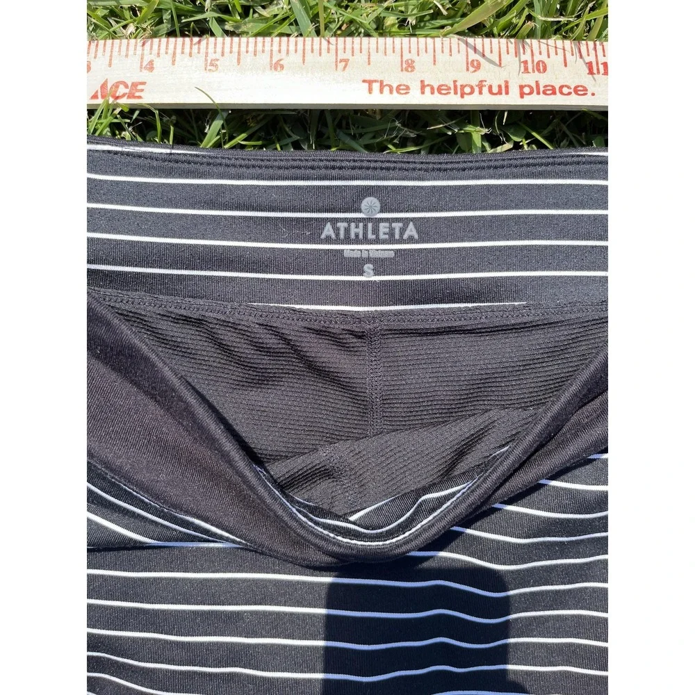 Athleta Skort Womens Small Black White Striped Athletic‎ Running Tennis Stretch